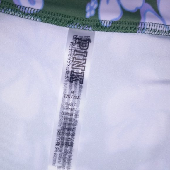 Victoria Secret PINK Swim Bikini Bottom‎ Medium Green White Blue Hibiscus Floral - Picture 5 of 7